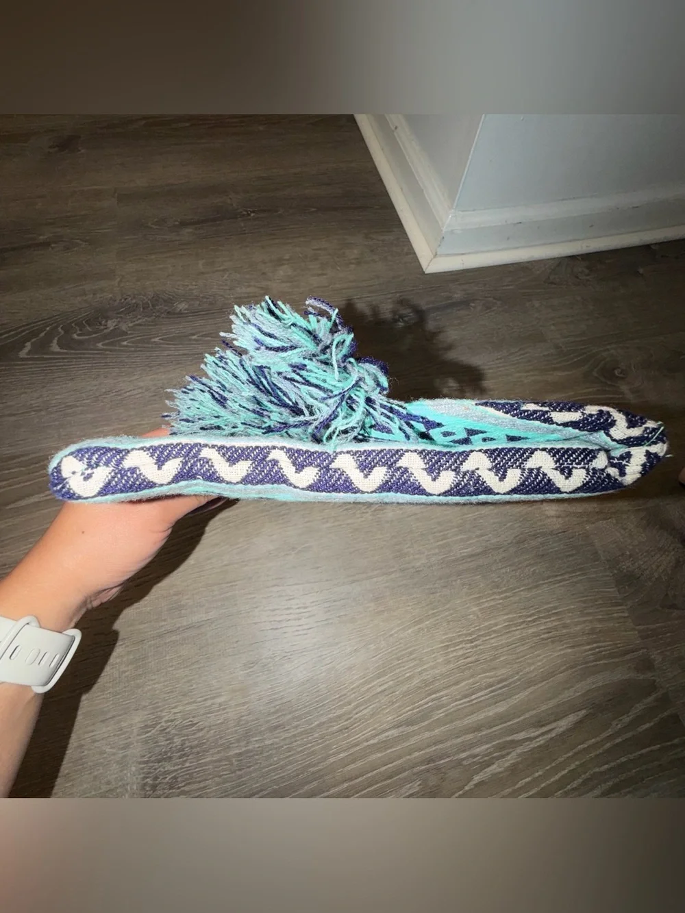 Mud Pie blue woven tassel fringe envelope clutch boho bag purse